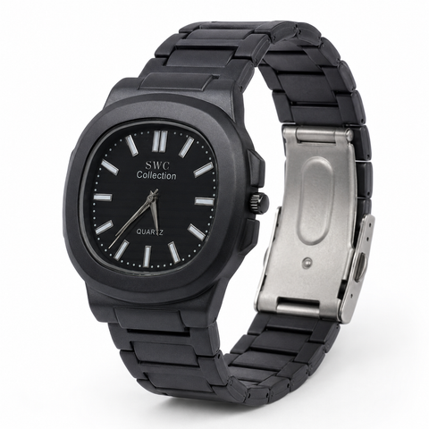 SWC Black Nautilus-Style Quartz Watch