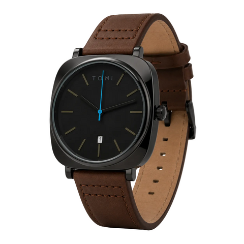 TOMI T-084 Men's Leather Strap Quartz Watch