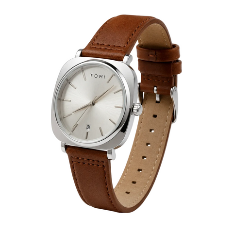 TOMI T-084 Men's Leather Strap Quartz Watch