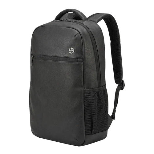 Black Faux Leather Laptop Backpack for Men
