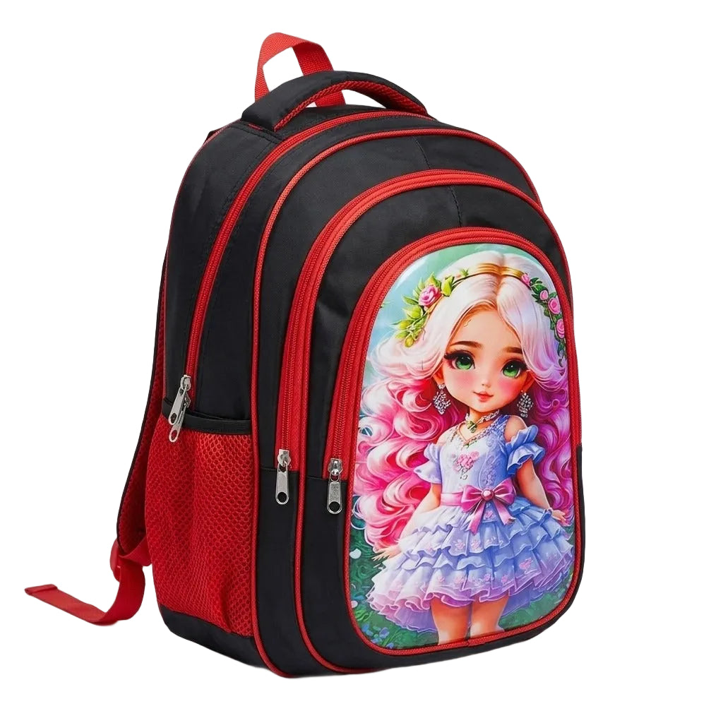 Doll Print School Backpack for Girls
