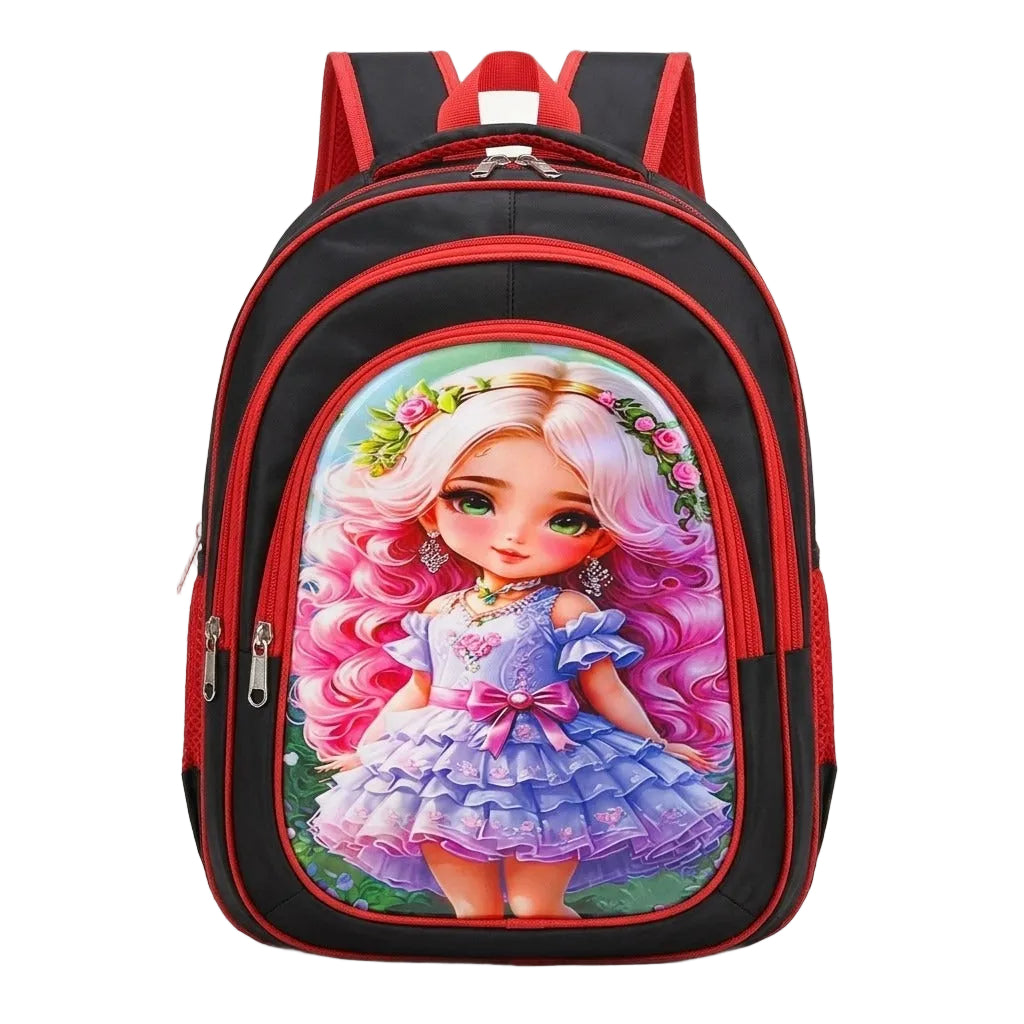 Doll Print School Backpack for Girls