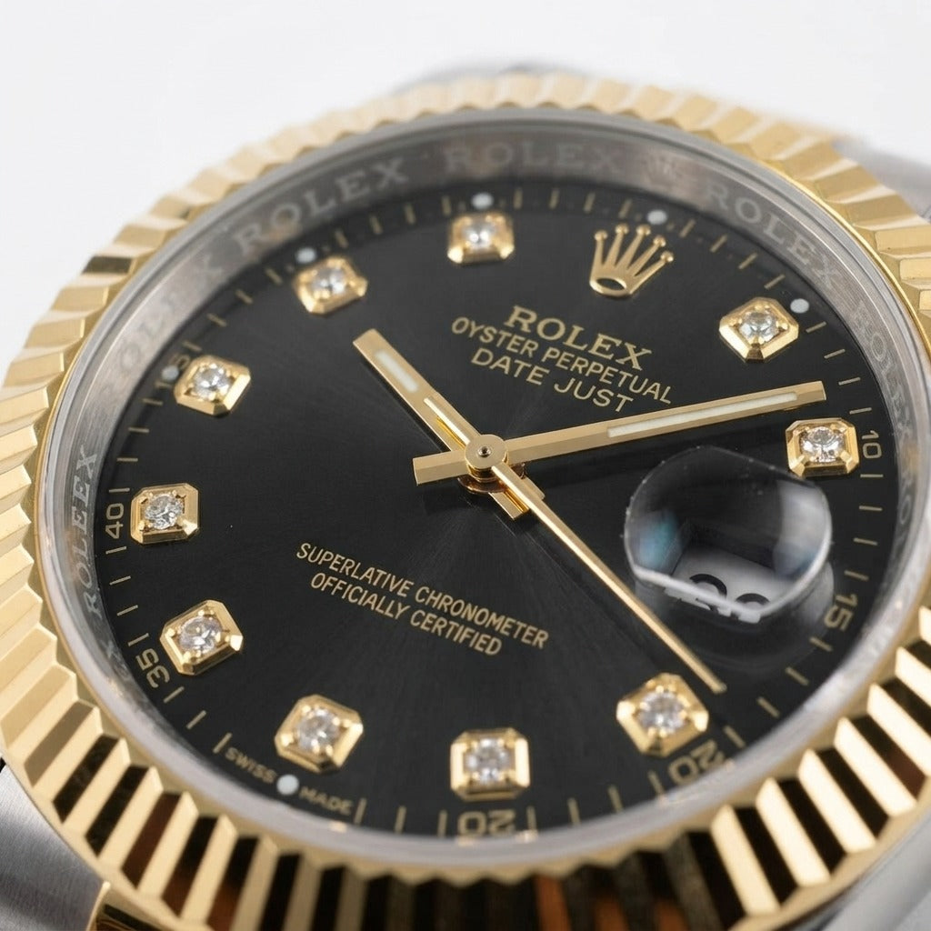 Rolex Datejust 41 Black Dial Set with Diamond Hour