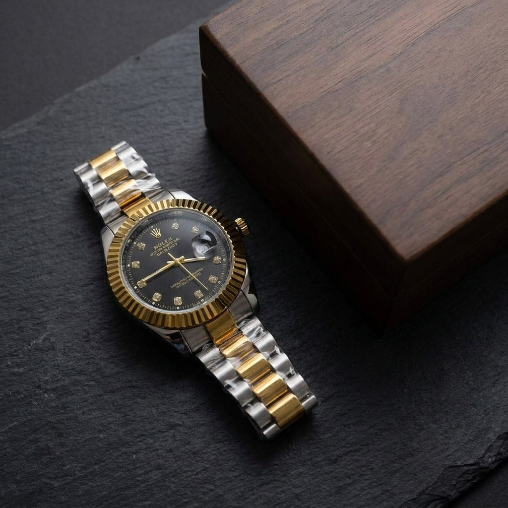 Rolex Datejust 41 Black Dial Set with Diamond Hour