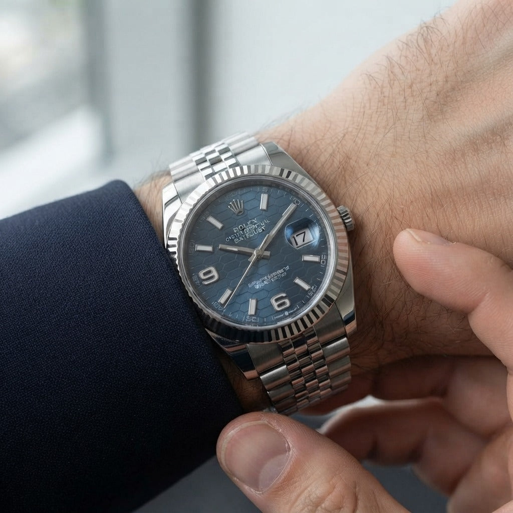 Rolex Land-Dweller Blue Honeycomb Dial