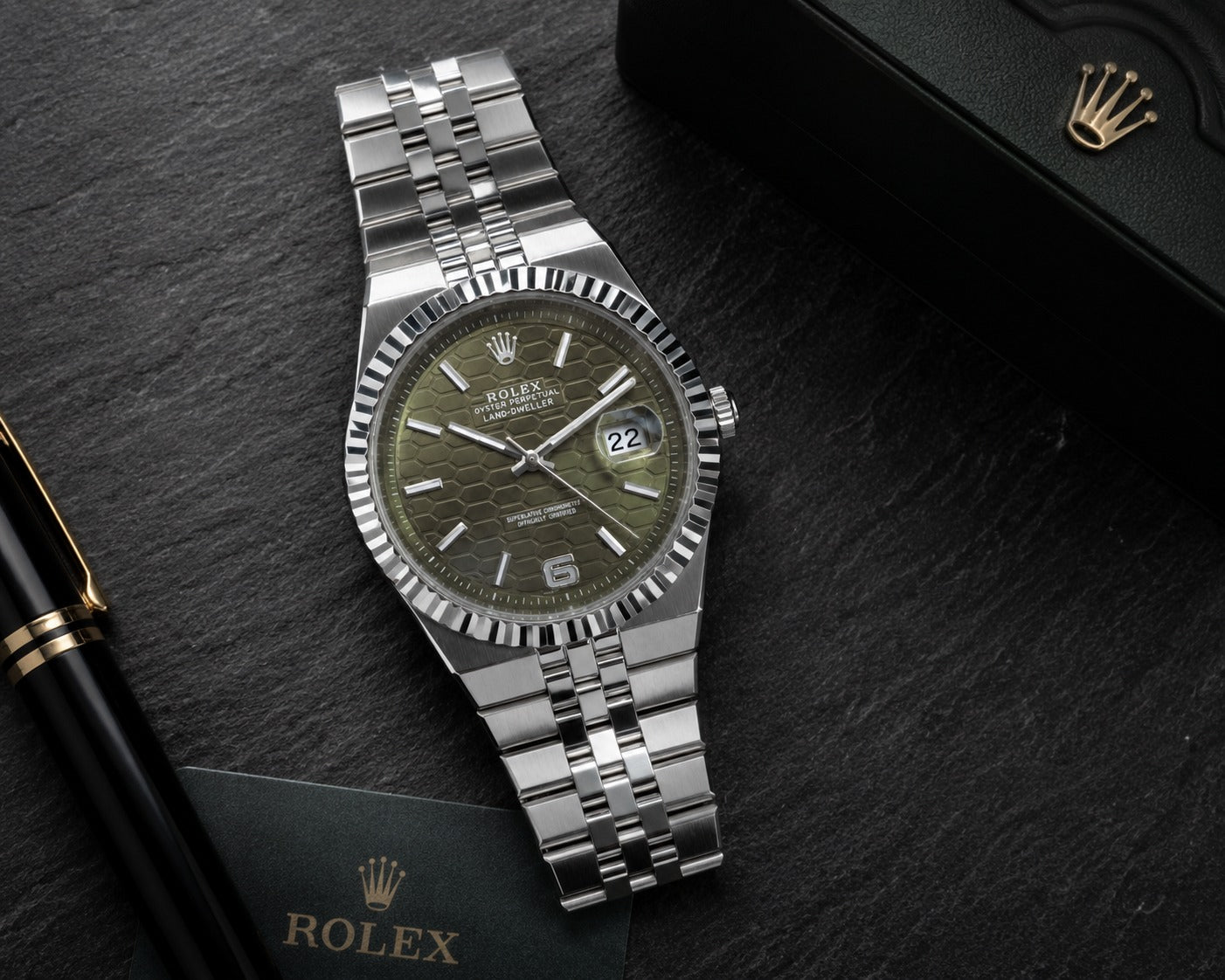 Rolex Land-Dweller Olive Green Honeycomb Dial