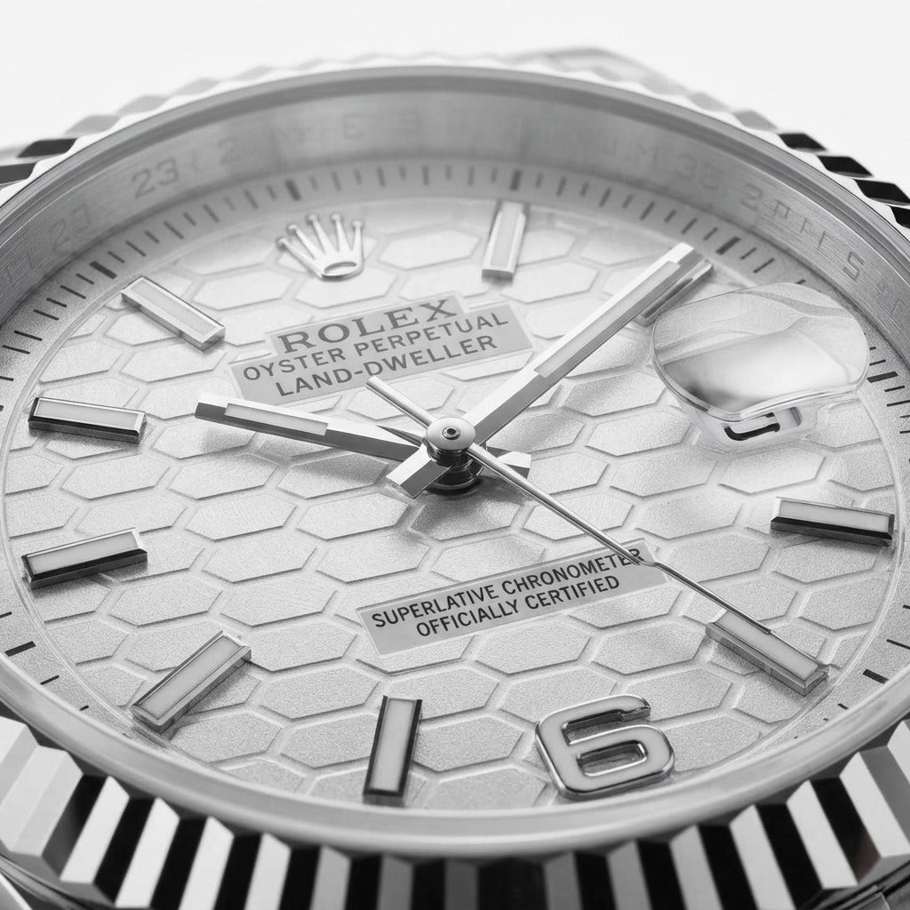 Rolex Land-Dweller White Honeycomb Dial