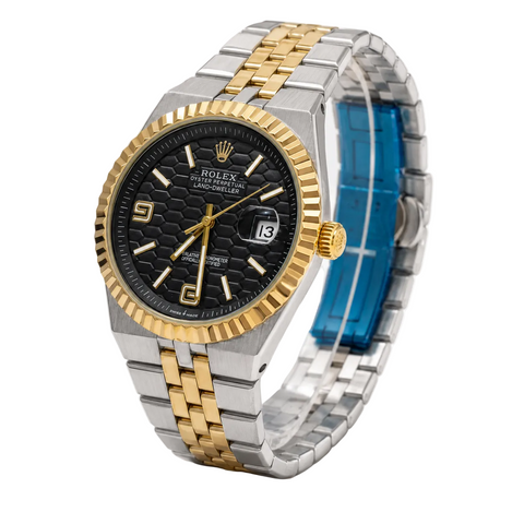 Rolex Land-Dweller two tone with Black Honeycomb Dial