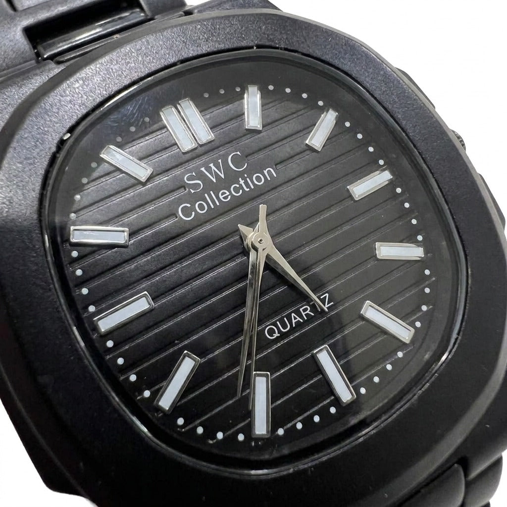 SWC Black Nautilus-Style Quartz Watch