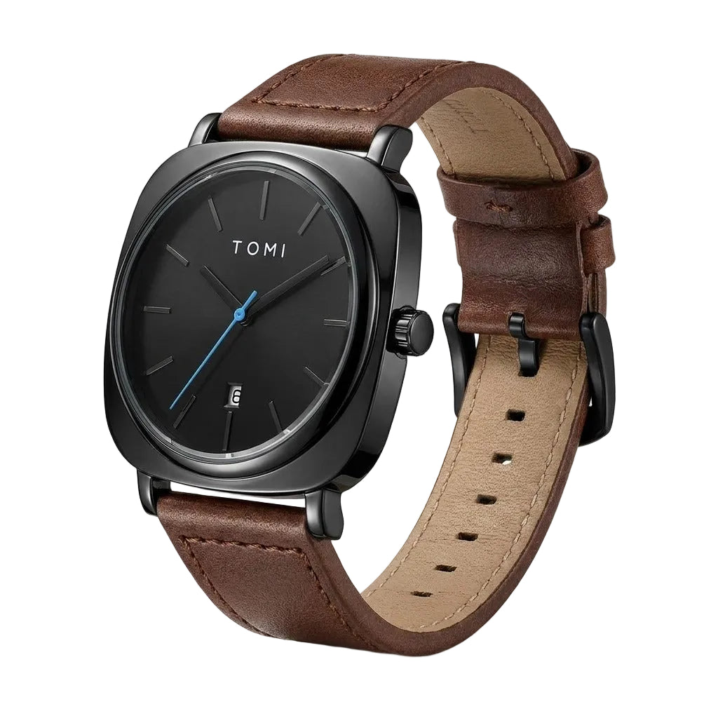 TOMI T-084 Men's Leather Strap Quartz Watch