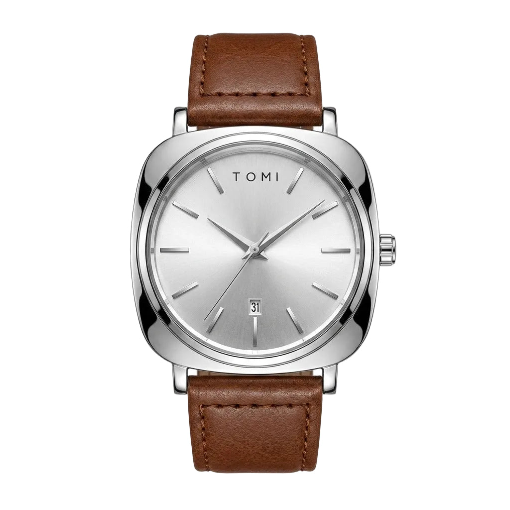 TOMI T-084 Men's Leather Strap Quartz Watch