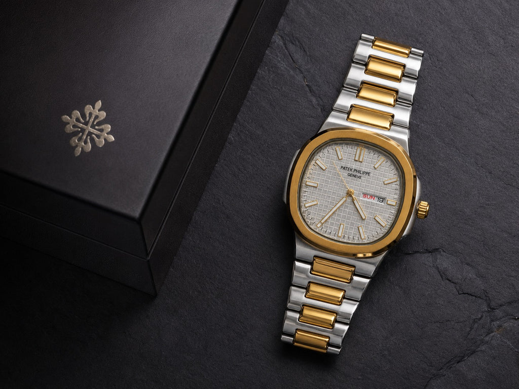 This Patek Philippe Geneve Nautilus White Waffle Dial