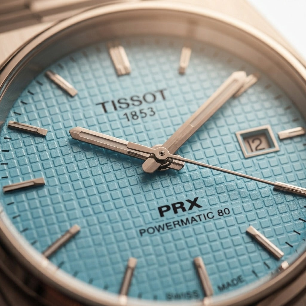 Tissot PRX Powermatic 80 Ice Blue Waffle Dial