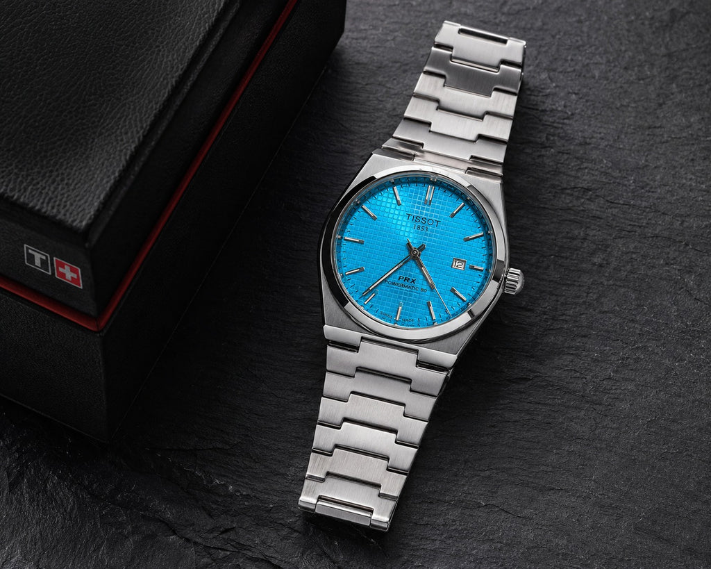 Tissot PRX Powermatic 80 Ice Blue Waffle Dial