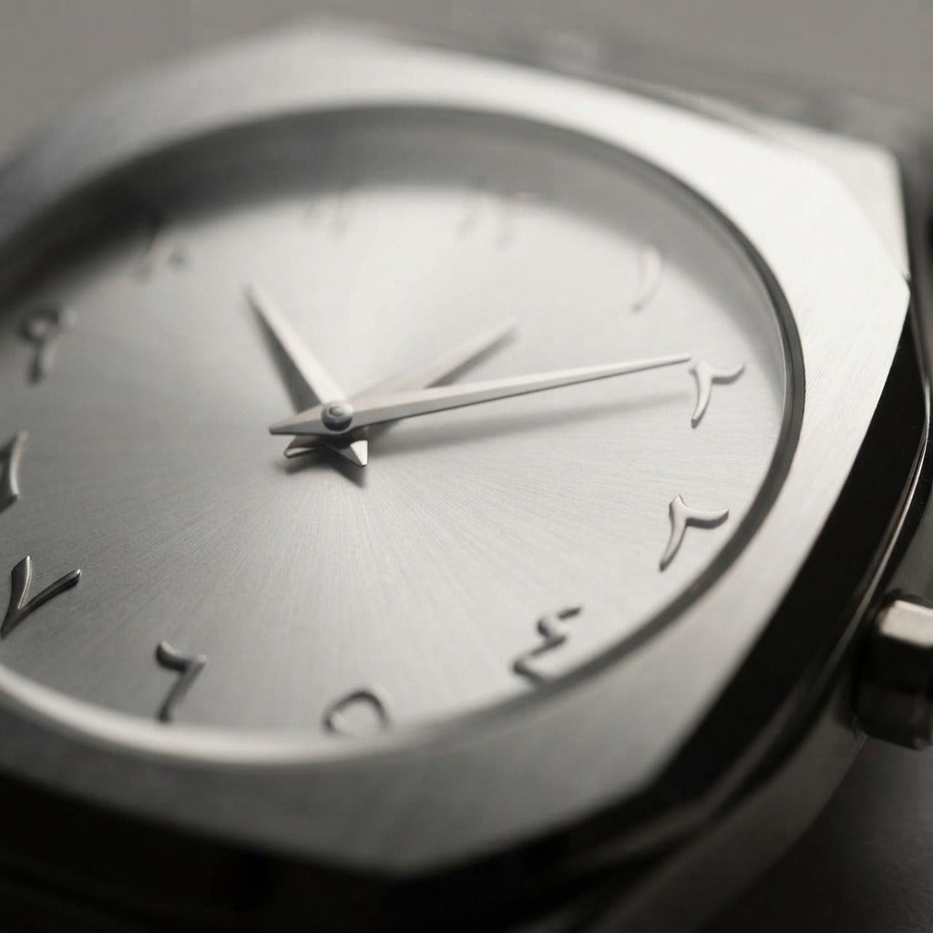 silver Arabic Aura watch